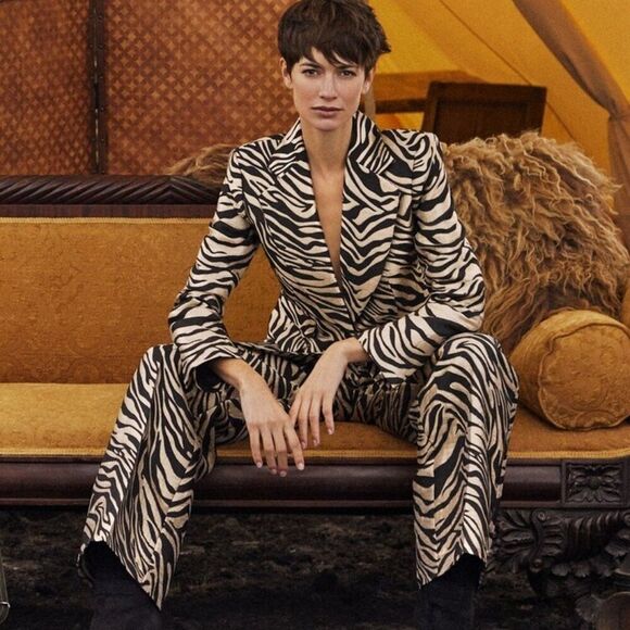 Banana Republic Jackets & Blazers - Banana Republic Zebra Print Eclat Brocade Blazer Coat Women's Size 4 NWT